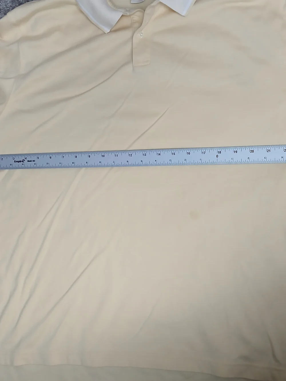 L.L. Bean Pale Yellow Long-Sleeve Polo‎ with White Collar - 100% Cotton - XL